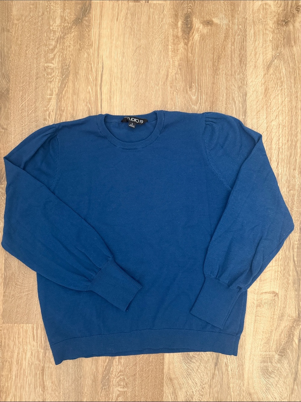 Studio 19 Women’s Simple Crewneck Long Sleeve Top in Teal Blue, Size Large - Picture 7 of 9